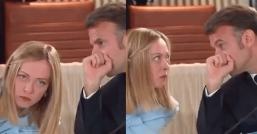 Macron sussurra a Meloni al G7, lei alza gli occhi al cielo: cosa le ha detto? Il gesto durante l’arrivo di Trump scatena il web