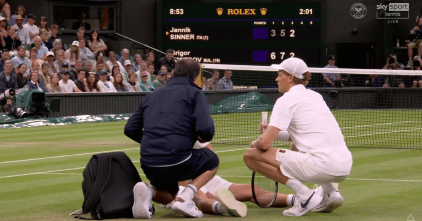 Sinner ai quarti di Wimbledon dopo il ritiro di Dimitrov: il gesto di Jannik che commuove tutti