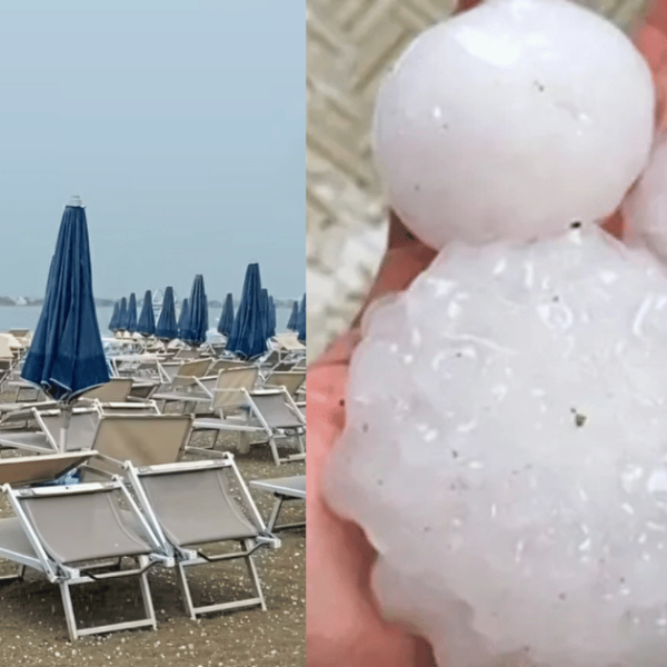 Maltempo, forte grandinata in spiaggia: chicchi come palle da golf, turisti in fuga