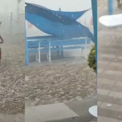 Violenta grandinata devasta la spiaggia italiana: le immagini impressionanti