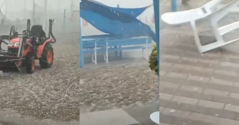 Violenta grandinata devasta la spiaggia italiana: le immagini impressionanti