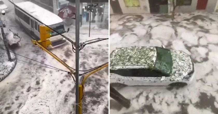 Tempesta di ghiaccio per 30 minuti di fila, maltempo choc: il video, spaventoso