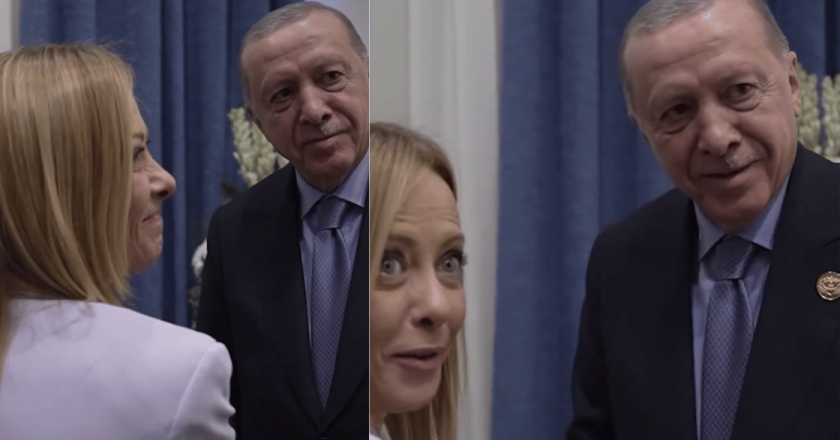 Erdogan a Meloni: “Devo farti smettere di fumare”. Il siparietto davanti a Macron