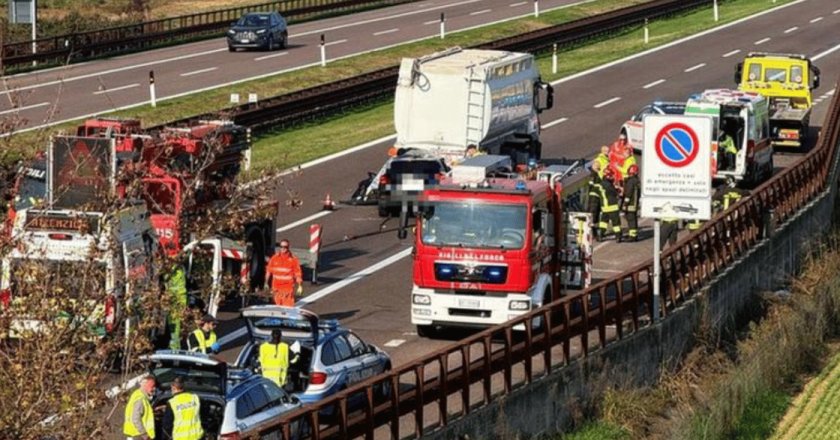 Mantova, auto tampona un tir in autostrada: morta una donna di 36 anni, traffico in tilt sulla A22