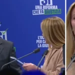 Uomo sale sul palco mentre parla Meloni a Milano: “Aspetto le dimissioni di Mattarella”