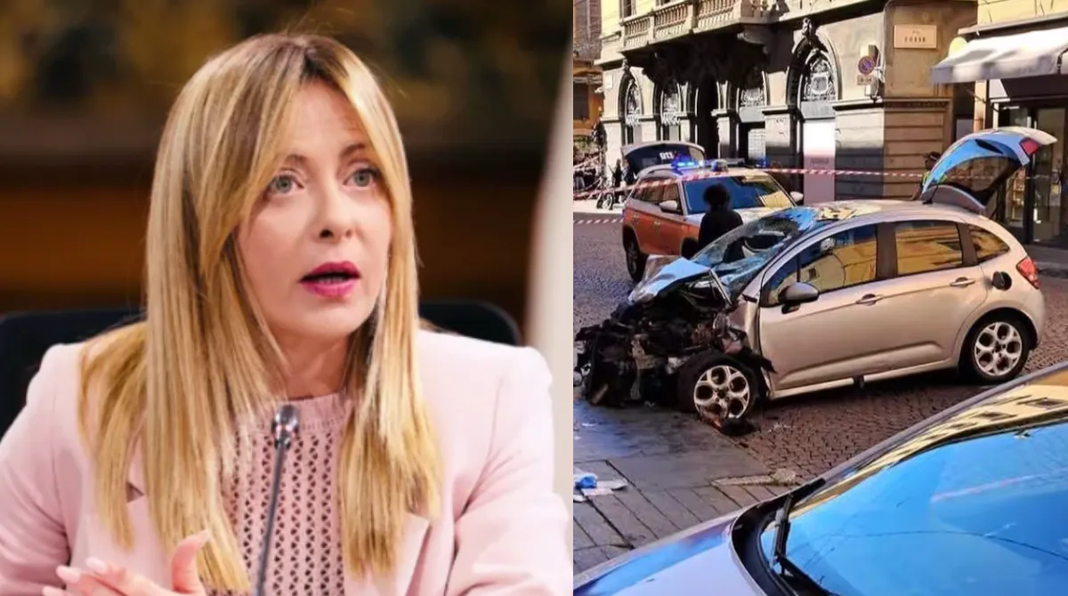 Giorgia Meloni auto folla Modena