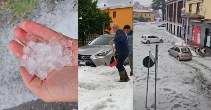 Grandinata record nel Varesotto: a Cislago strade sommerse da “fiumi di ghiaccio” – VIDEO