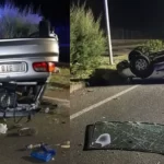 Cagliari, speronano e fanno ribaltare l’auto di una famiglia con 5 persone a bordo