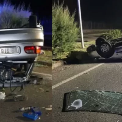 Cagliari, speronano e fanno ribaltare l’auto di una famiglia con 5 persone a bordo